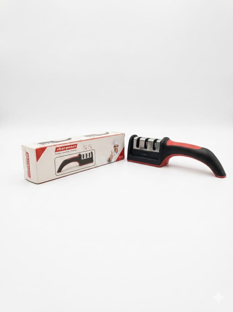 Professional 3-Stage Manual Knife Sharpener with Ergonomic Non-Slip Handle