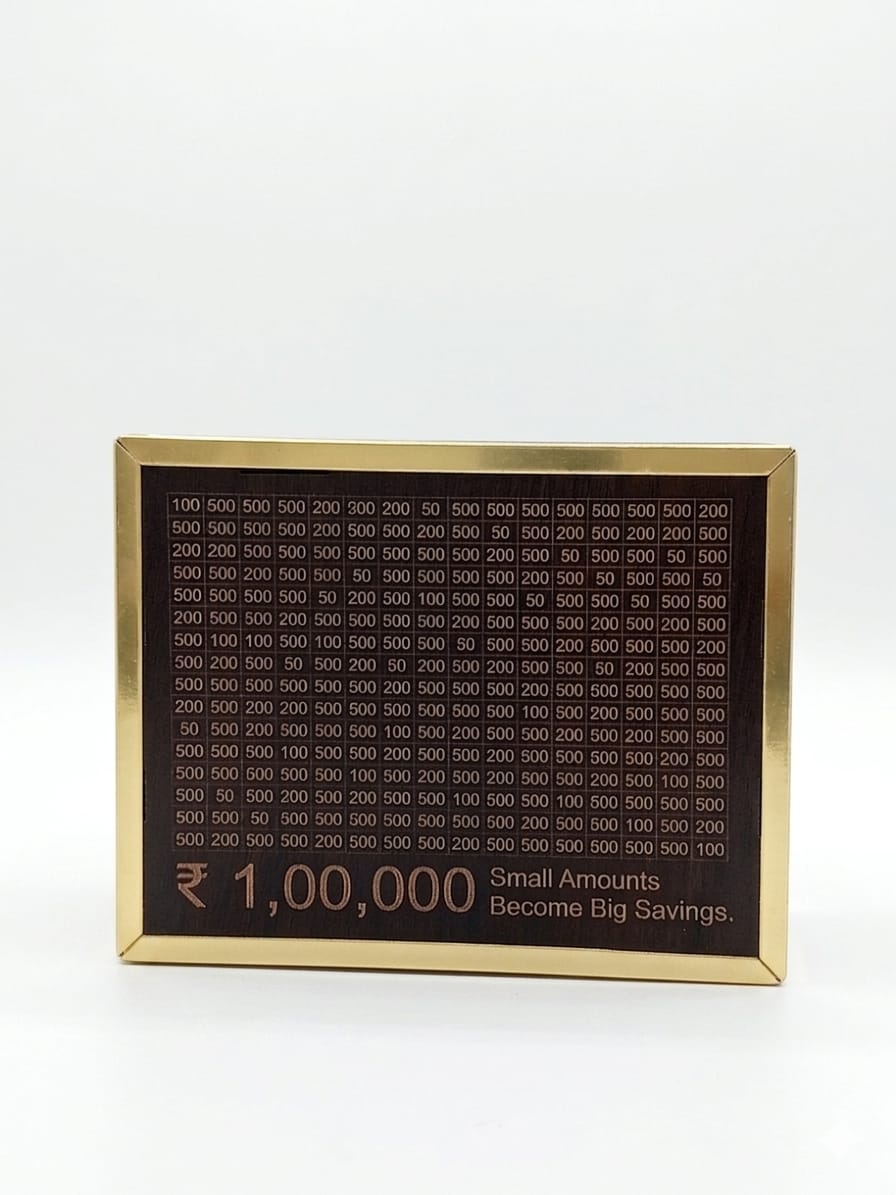 Wooden Money Bank Box – ₹1,00,000 Savings Challenge Cash Box – view 2
